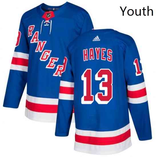 Youth Adidas New York Rangers 13 Kevin Hayes Authentic Royal Blue Home NHL Jersey